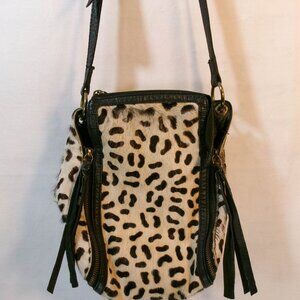 Free People Leather Leopard Cross Body Bag